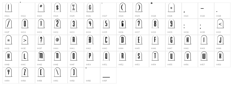 Graveyard Regular Character Map
