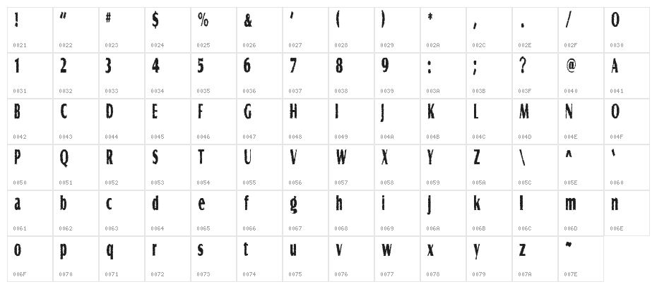 Graveyard Shift Character Map