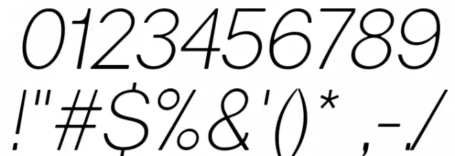 Gravity-Light Italic Font OTHER CHARS