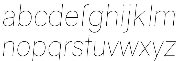 Gravity UltraLight Italic Font LOWERCASE