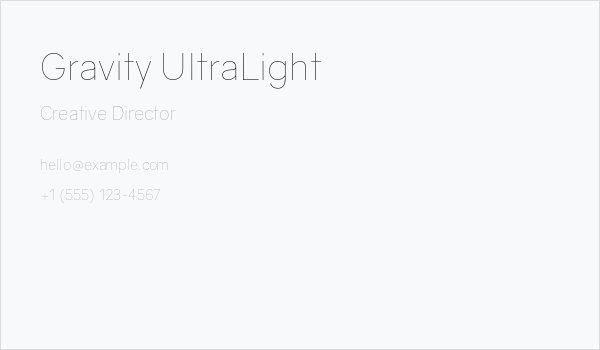 Gravity UltraLight Business Card