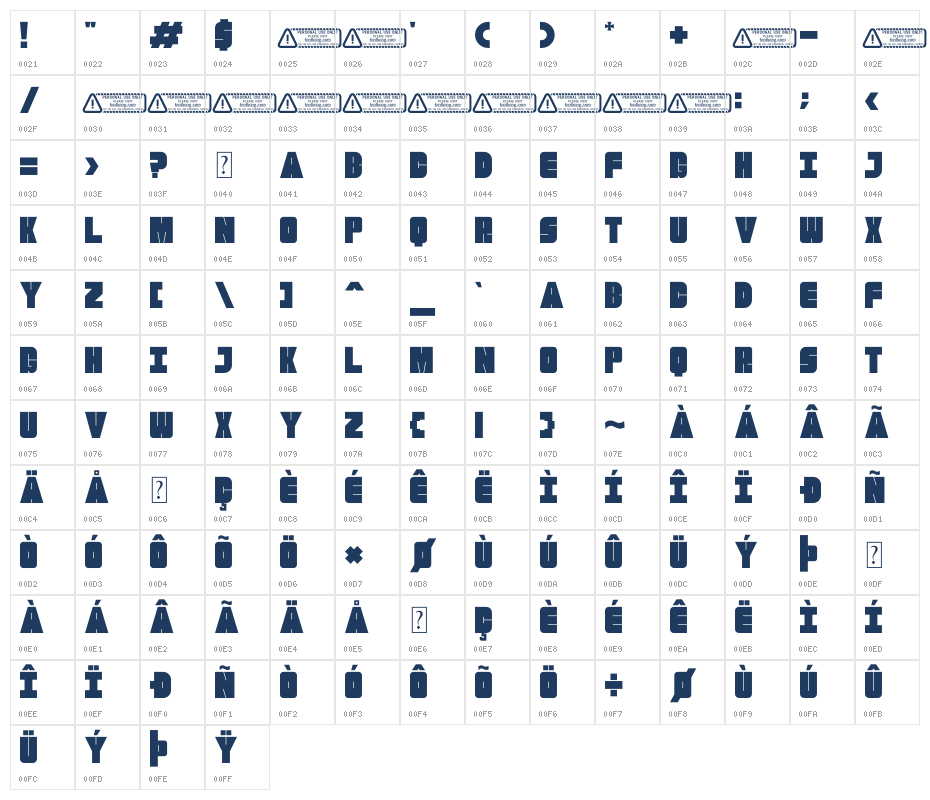 Gravon PERSONAL USE ONLY! Character Map