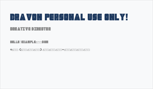 Gravon PERSONAL USE ONLY! Business Card