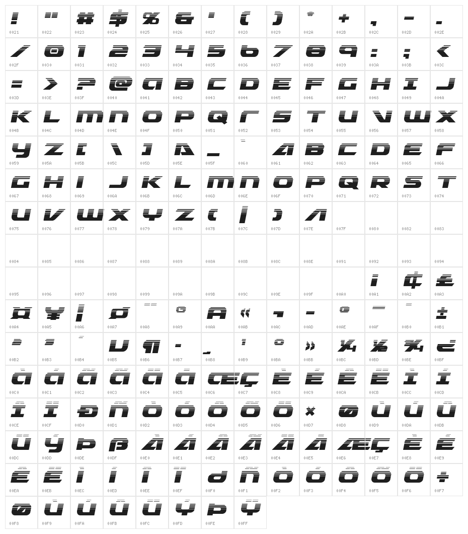 Graymalkin Compact Halftone Character Map