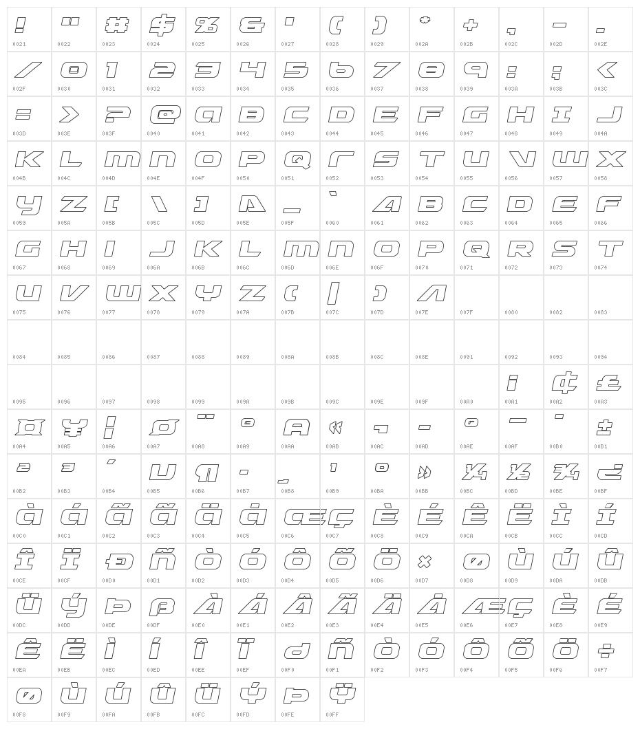 Graymalkin Outline Character Map