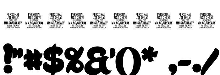 Gready PERSONAL USE ONLY Bold Font OTHER CHARS