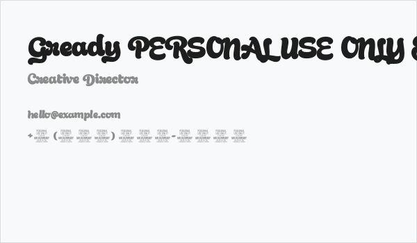 Gready PERSONAL USE ONLY Bold Business Card