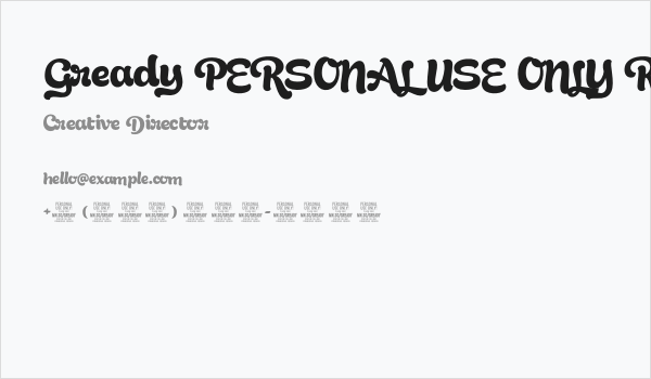 Gready PERSONAL USE ONLY Regular Business Card