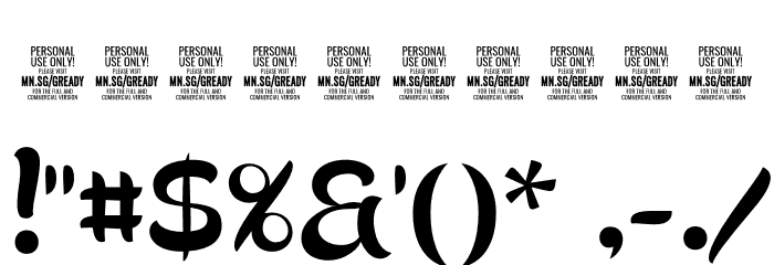Gready PERSONAL USE ONLY Thin Font OTHER CHARS