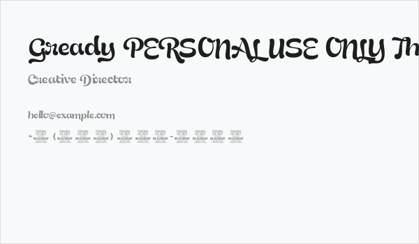 Gready PERSONAL USE ONLY Thin Business Card