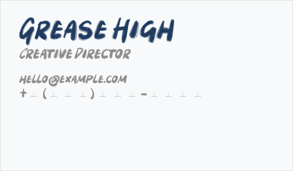 Grease High Business Card