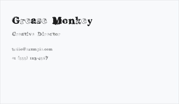 Grease Monkey Business Card