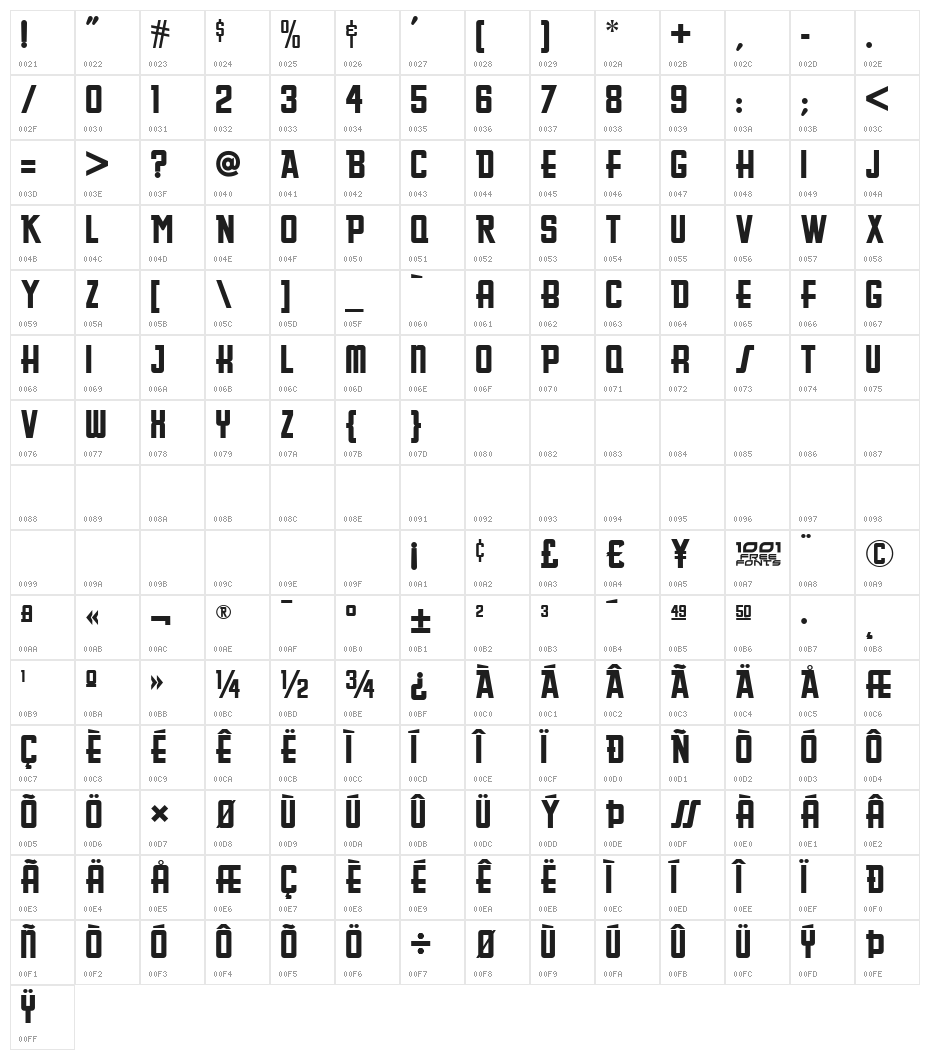 Greasy Spoon NF Character Map