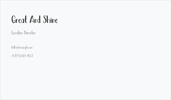 Great And Shine Business Card