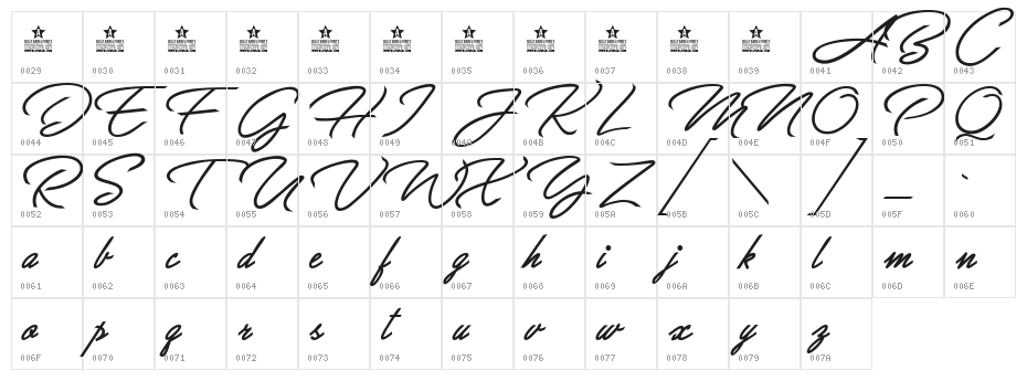 Great Day Bold Personal Use Character Map