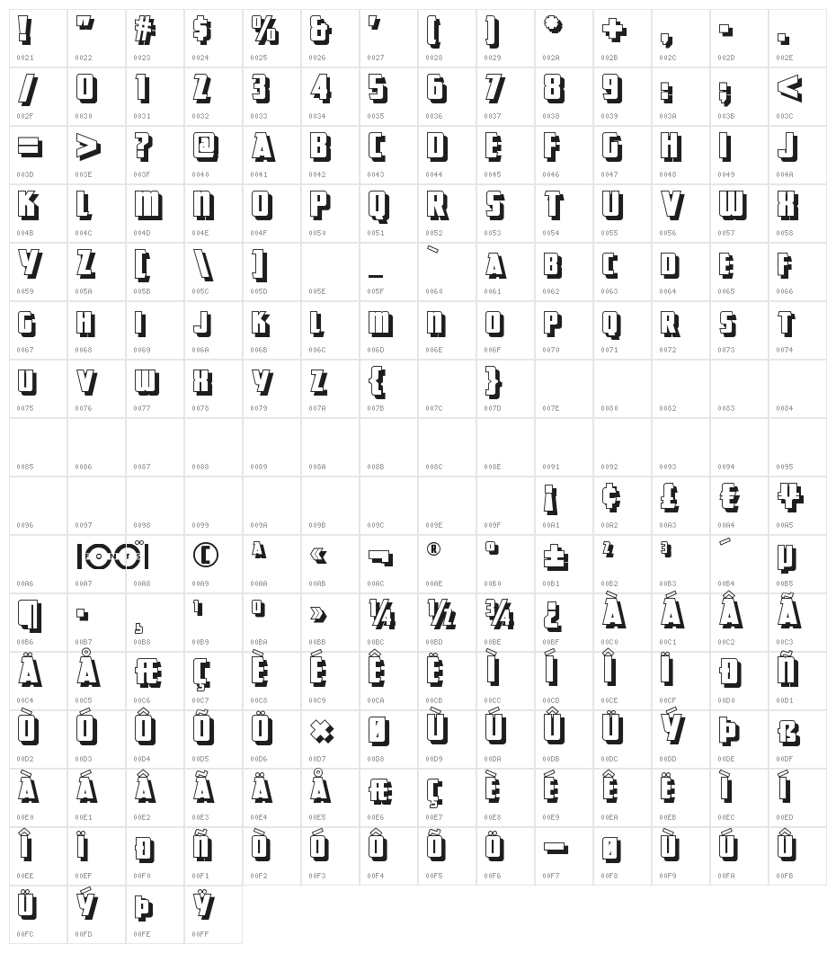 GreatLakesShadowNF Character Map