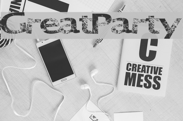 GreatParty Font examples