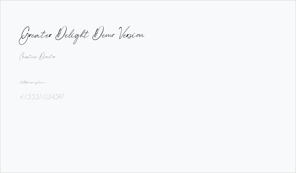 Greater Delight Demo Version Business Card