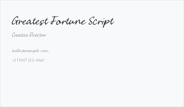 Greatest Fortune Script Business Card