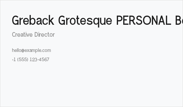 Greback Grotesque PERSONAL Bold Business Card