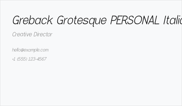 Greback Grotesque PERSONAL Italic Business Card