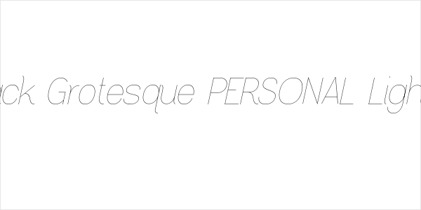Greback Grotesque PERSONAL Light Italic Logo