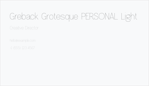 Greback Grotesque PERSONAL Light Business Card