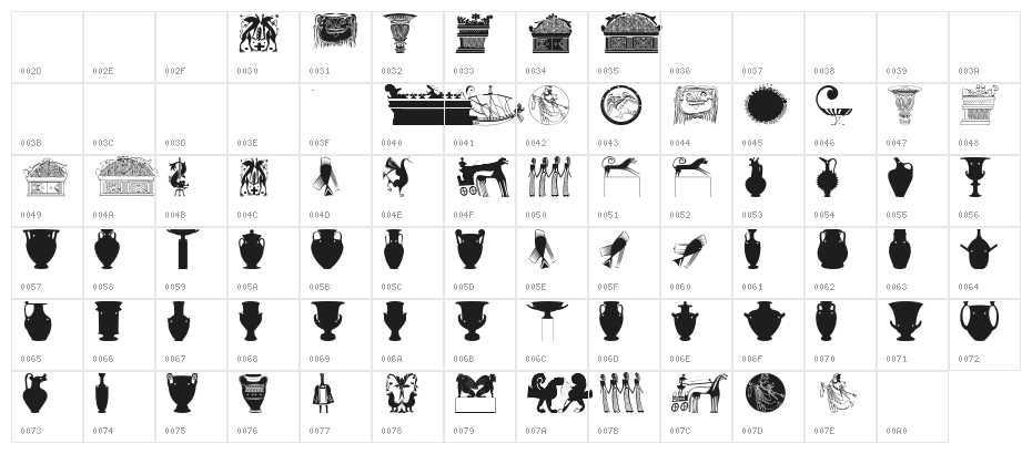 GreekArt Character Map