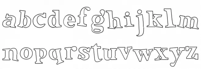 Green Eggs and Spam Outline Schriftart Kleinbuchstaben