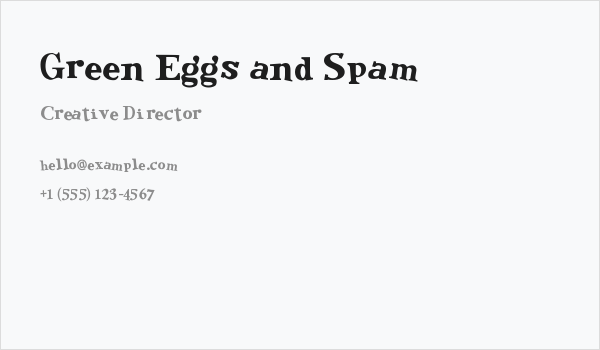 Green Eggs and Spam Business Card