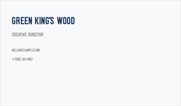 Green King's Wood Business Card