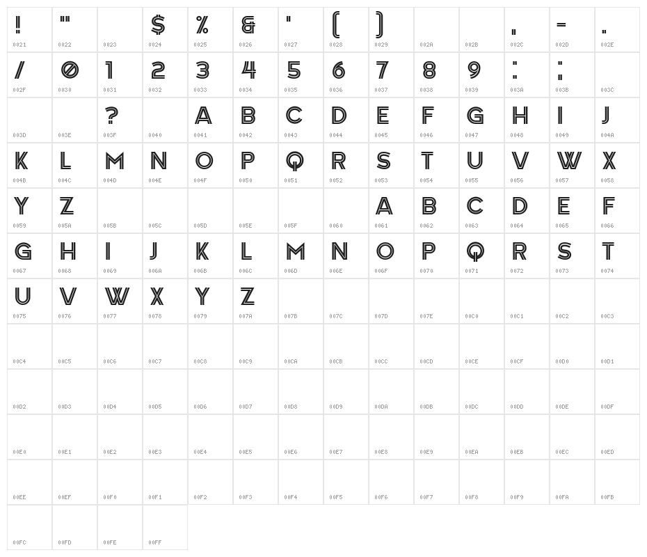 Green Regular Character Map