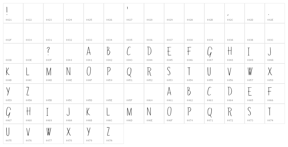 GreenSurf-Regular Character Map