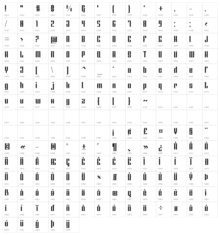 Greenleaf Character Map