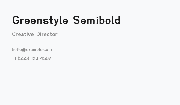 Greenstyle Semibold Business Card