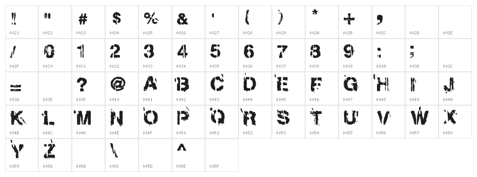 Gregphix Character Map