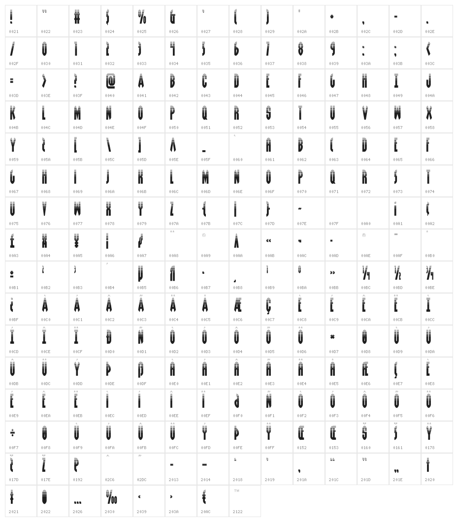 Grendel's Mother Halftone Character Map