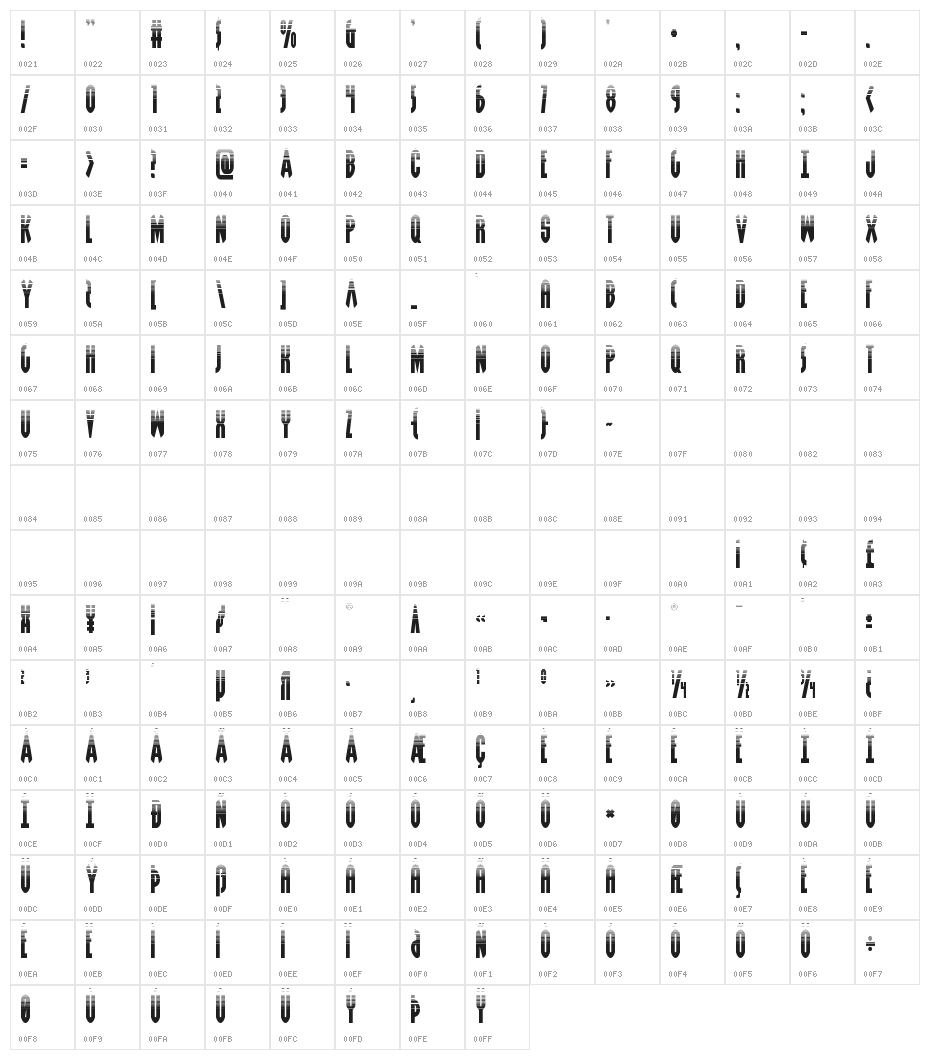Grendel's Mother Halftone Character Map