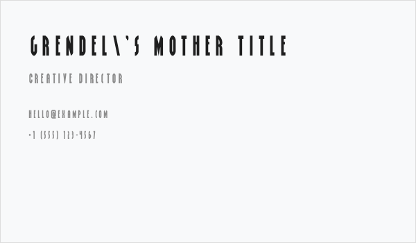 Grendel's Mother Title Business Card