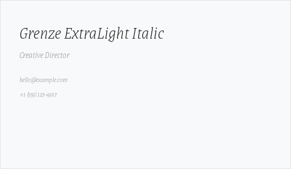 Grenze ExtraLight Italic Business Card