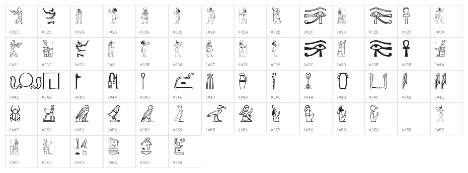 Greywolf Glyphs Character Map