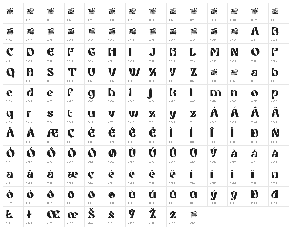 Griaste-Regular Character Map