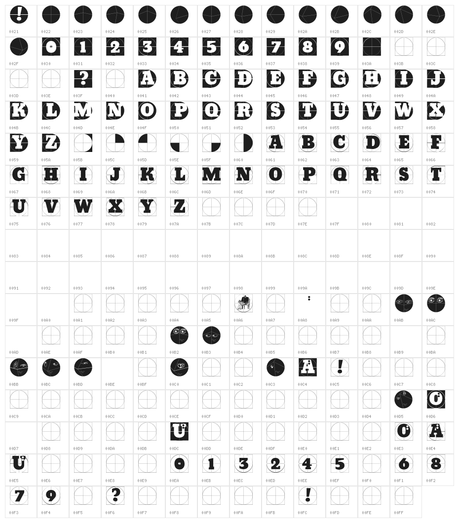 GridConcreteDue Character Map