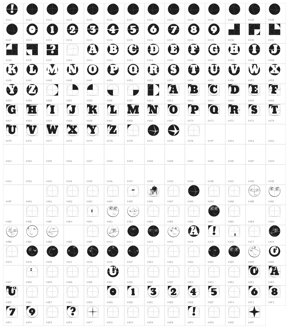GridConcreteLogoable Character Map