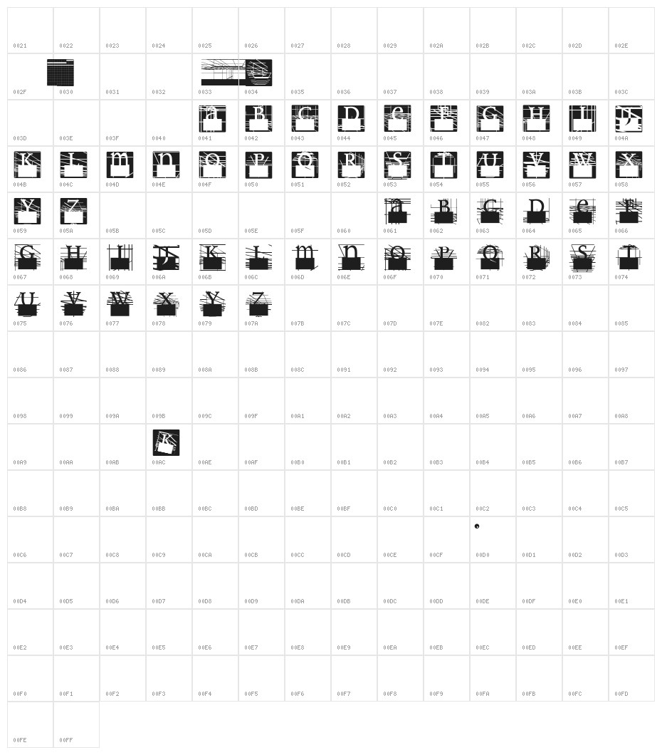 GridDadaC Character Map