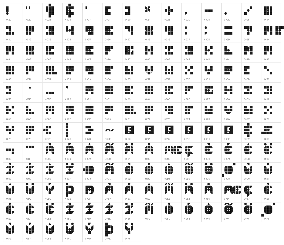 Gridder Box Regular Character Map