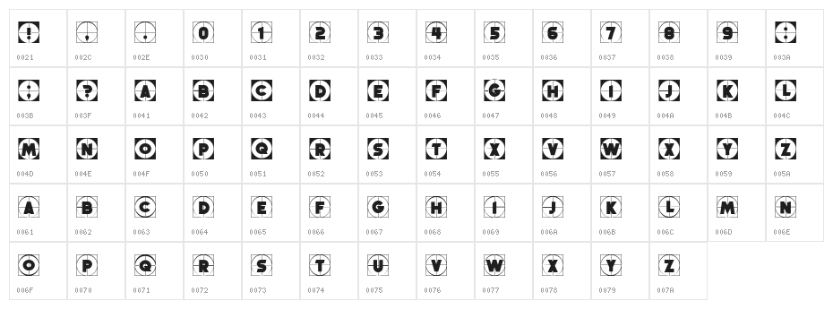 Griddy Blocks Regular Character Map