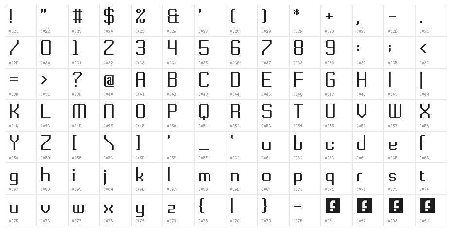 Gridking Regular Character Map