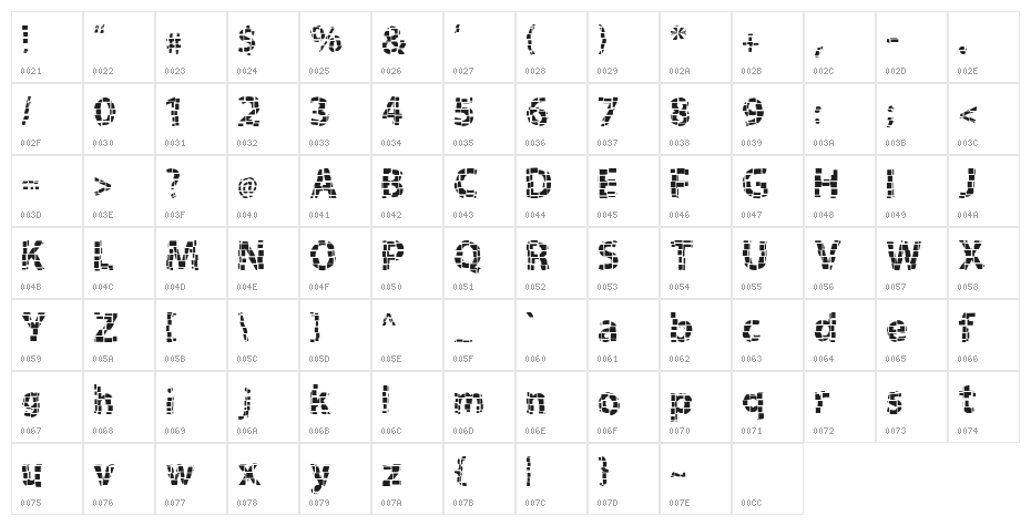 Gridshift Character Map
