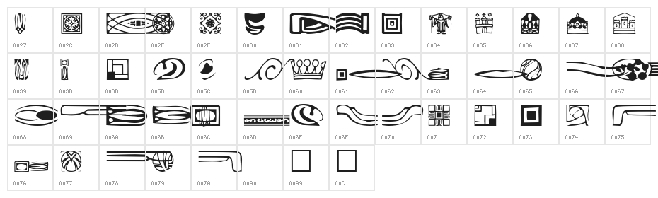 GriffDinReg Character Map